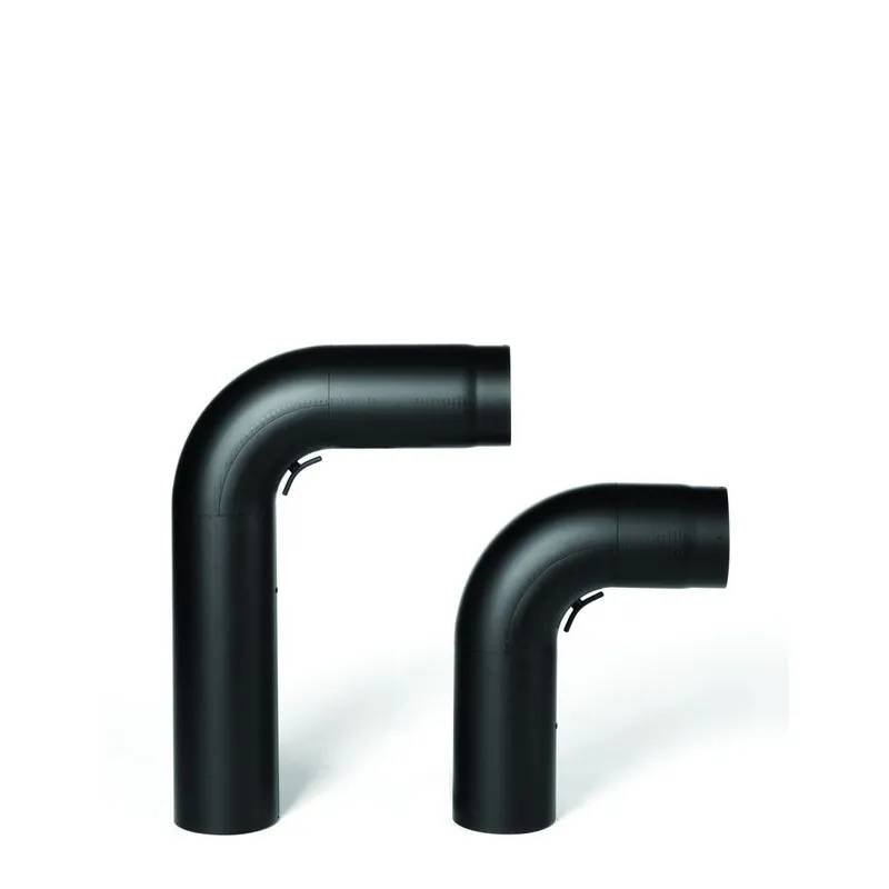 Røkrør helbøyd Ø150-500×400 m/luke sort 2.0mm