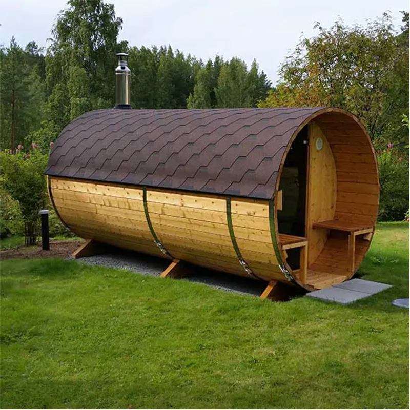 4m Badstutønne for 4 Pers. med omkledningsrom og utvendige sitteplasser (S4PV)